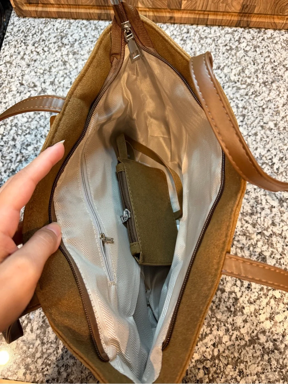 Tan Suede Tote Bag